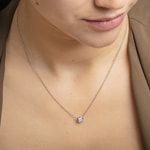 Collier mit Anhänger 750/18 K Weissgold mit Diamant 0.30 ct H/si in Zargenfassung - CGAN003-030-WG