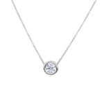 Necklace with Pendant 750/18 K White Gold with GIA Diamond 1.00 ct H/si, Bezel Set