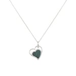Collier mit Anhänger 750/18 K Weissgold mit Malachit & Diamanten 0.15 ct H/si
