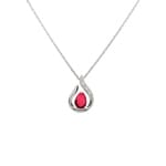 Necklace with Pendant 750/18 K White Gold with Ruby & Diamonds 0.01ct.