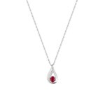 Necklace with Pendant 750/18 K White Gold with Ruby & Diamonds 0.01ct.