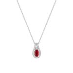 Collier mit Anhänger 750/18 K Weissgold mit Rubin oval 0.54ct. & Diamanten 0.13ct.