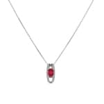 Collier mit Anhänger 750/18 K Weissgold mit Rubin oval und Diamanten 0.10ct.