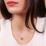 Collier or gris 750/18 ct avec rubis ovale et diamants 0.10ct. - 3.7110.R1