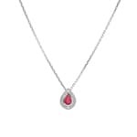 Collier or gris 750/18 ct avec rubis poire & diamants 0.01ct.