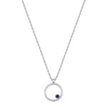 Collier mit Anhänger 750/18 K Weissgold mit Saphir