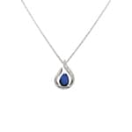 Necklace with Pendant 750/18 K White Gold with Sapphire & Diamonds 0.01ct.