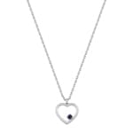 Necklace with Pendant 750/18 K White Gold with Sapphire, Heart