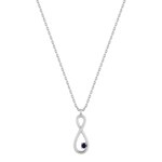 Collier mit Anhänger 750/18 K Weissgold mit Saphir, Infinity