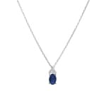 Collier mit Anhänger 750/18 K Weissgold mit Saphir oval 0.56ct. & Diamanten 0.01ct.