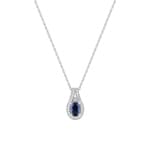 Collier mit Anhänger 750/18 K Weissgold mit Saphir oval 0.56ct. & Diamanten 0.13ct.