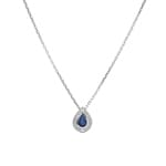Collier or gris 750/18 ct avec saphir poire & diamants 0.01ct.