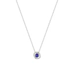 Collier mit Anhänger 750/18 K Weissgold mit Saphir und Zirkonia