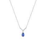 Collier mit Anhänger 750/18 K Weissgold mit Saphiren Tropfen und Diamanten 0.06ct.