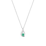 Necklace with Pendant 750/18 K White Gold with Emerald & Diamonds 0.01ct.