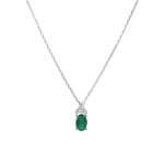 Collier mit Anhänger 750/18 K Weissgold mit Smaragd oval 0.42ct. & Diamanten 0.01ct.