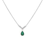 Collier or gris 750/18 ct avec emeraude poire et diamants 0.06ct. - 3.7106.E1