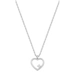 Collier or gris 750/18 ct avec zircones, Cœur