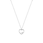 Collier mit Anhänger 750/18 K Weissgold Herz mit Zirkonia