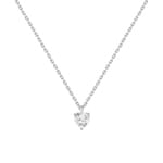 Collier or gris 750/18 ct avec zircone cœur