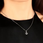 Necklace with Pendant 925 Silver rhodium-plated 42cm, Anchor - 302796