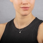 Collier mit Anhänger 925 Silber rhodiniert mit Kunstperle 7mm & Zirkonia - 332212