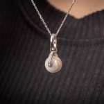 Collier Argent 925 rhodié avec perle artificielle 10mm et zircones - 332311.1