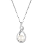 Collier Argent 925 rhodié avec perle artificielle 5mm und zircone