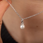 Collier mit Anhänger 925 Silber rhodiniert mit Kunstperle 5mm & Zirkonia - 332314.1