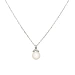 Collier Argent 925 rhodié avec perle artificielle 7mm und zircones