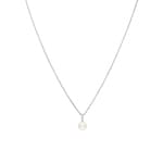 Collier mit Anhänger 925 Silber rhodiniert mit Kunstperle 7mm & Zirkonia