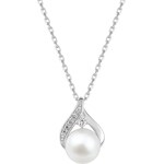 Necklace with Pendant 925 Silver rhodium-plated with Artificial Pearl 8mm & Cubic Zirconia - 332294.1