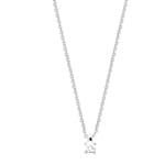 Necklace with Pendant 925 Silver rhodium-plated with Cubic Zirconia 4 Prongs Ø 3mm