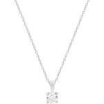 Necklace with Pendant 925 Silver rhodium-plated with Cubic Zirconia 4 Prongs Ø 6mm