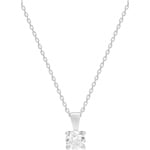 Necklace with Pendant 925 Silver rhodium-plated with Cubic Zirconia 4 Prongs Ø 7.5mm