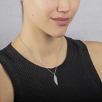 Collier 925 Silber rhodiniert Feder mit Zirkonia 43cm - ACA274Z40