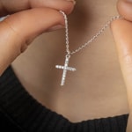 Necklace 925 Silver rhodium-plated Cross with Cubic Zirconia 43cm - ASCU69Z40