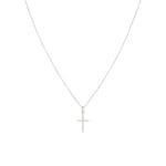 Collier Argent 925 rhodié avec zircones 43cm, Croix