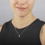 Necklace 925 Silver rhodium-plated Crescent Moon with Cubic Zirconia 43cm - 332290.1