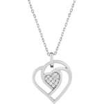 Collier 925 Silber rhodiniert Herz mit Zirkonia pavé 43cm - ASCV88Z40