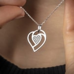 Collier 925 Silber rhodiniert Herz mit Zirkonia pavé 43cm - ASCV88Z40