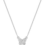 Collier mit Anhänger 925 Silber rhodiniert mit Zirkonia pavé 43cm, Schmetterling