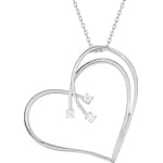 Collier argent 925 rhodié Cœur avec zirconia ronde 43cm - ASC904Z50