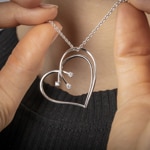 Collier argent 925 rhodié Cœur avec zirconia ronde 43cm - ASC904Z50