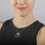 Collier 925 Silber rhodiniert Herz mit Zirkonia rund 43cm - ASCH69Z40