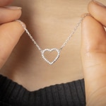 Collier argent 925 rhodié Cœur avec zirconia ronde 43cm - S10.55109