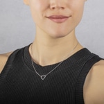 Collier argent 925 rhodié Cœur avec zirconia ronde 43cm - S10.55109