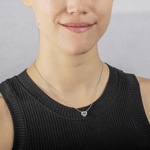 Collier argent 925 rhodié Cœur avec zirconia ronde 43cm - S10.55115