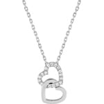 Collier Argent 925 rhodié avec zircones ronde 43cm, Cœurs