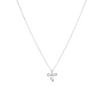 Collier Argent 925 rhodié avec zircones ronde 43cm, Nœud